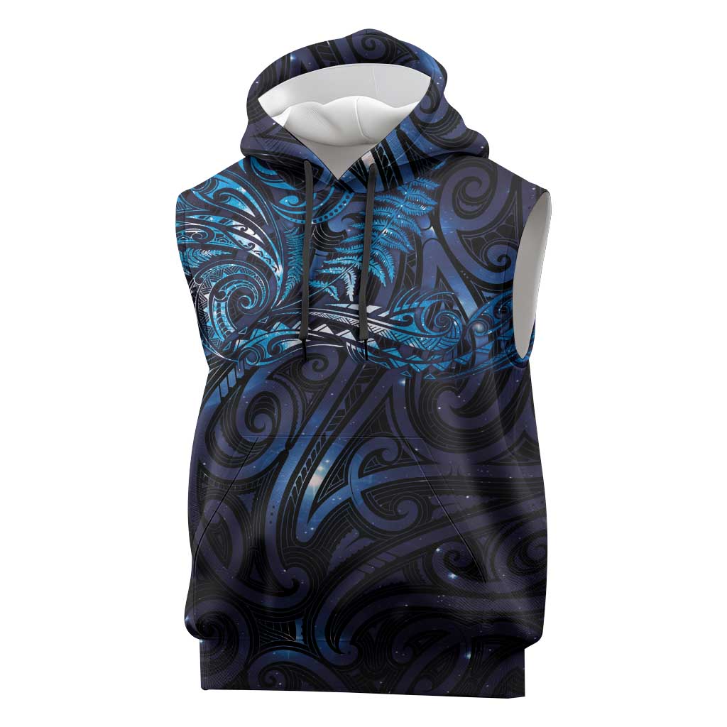 New Zealand New Year-Matariki Sleeveless Hoodie Aotearoa Maori Tattoo Galaxy Sky