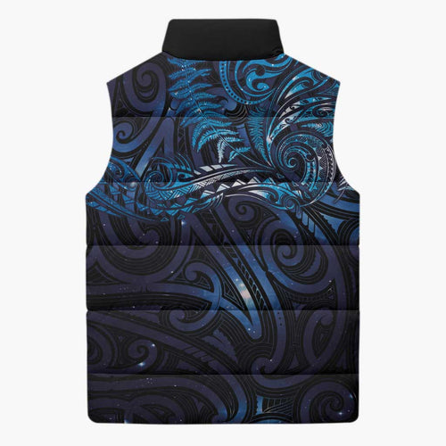 New Zealand New Year-Matariki Sleeveless Puffer Jacket Aotearoa Maori Tattoo Galaxy Sky