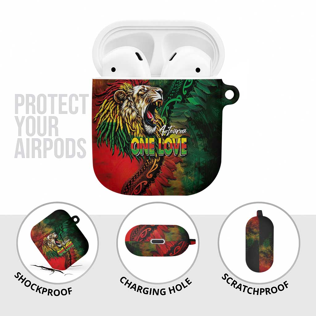 Aotearoa One Love AirPods Case Reggae Lion with Kakahu Huruhuru