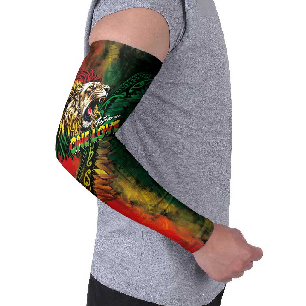 Aotearoa One Love Arm Sleeves Reggae Lion with Kakahu Huruhuru