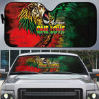 Aotearoa One Love Auto Sun Shade Reggae Lion with Kakahu Huruhuru