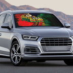 Aotearoa One Love Auto Sun Shade Reggae Lion with Kakahu Huruhuru