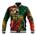 Aotearoa One Love Baseball Jacket Reggae Lion with Kakahu Huruhuru