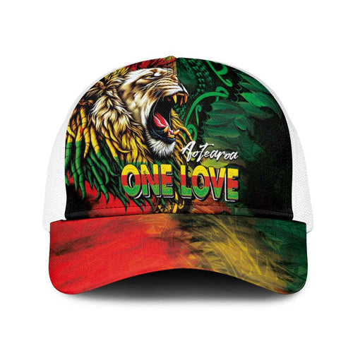 Aotearoa One Love Baseball Net Cap Reggae Lion with Kakahu Huruhuru