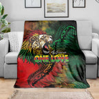 Aotearoa One Love Blanket Reggae Lion with Kakahu Huruhuru