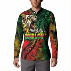 Aotearoa One Love Button Sweatshirt Reggae Lion with Kakahu Huruhuru