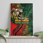 Aotearoa One Love Canvas Wall Art Reggae Lion with Kakahu Huruhuru