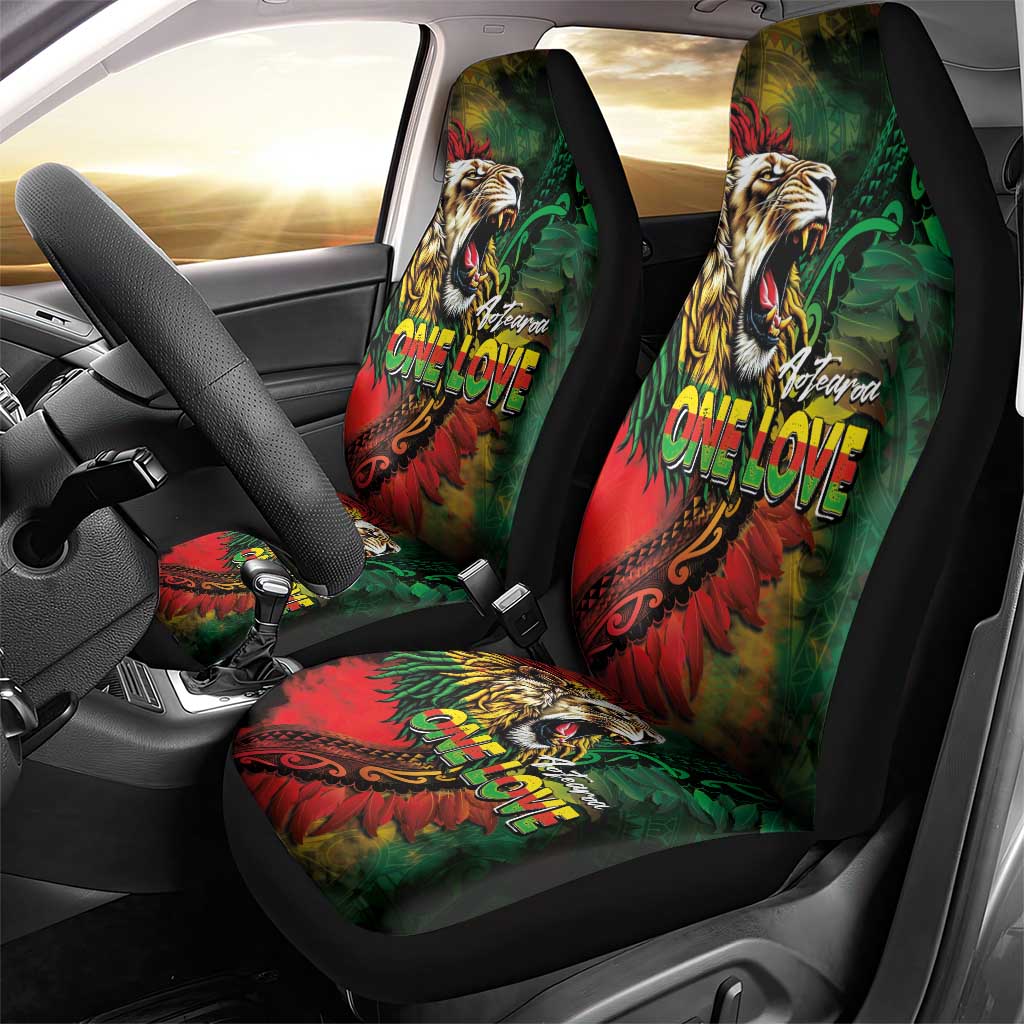 Aotearoa One Love Car Seat Cover Reggae Lion with Kakahu Huruhuru
