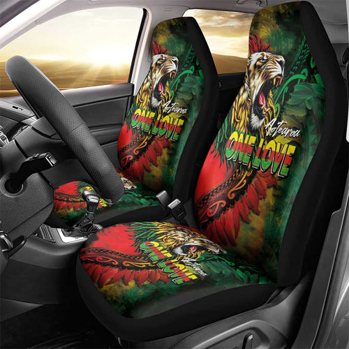 Aotearoa One Love Car Seat Cover Reggae Lion with Kakahu Huruhuru