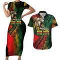 Aotearoa One Love Couples Matching Short Sleeve Bodycon Dress and Hawaiian Shirt Reggae Lion with Kakahu Huruhuru