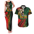 Aotearoa One Love Couples Matching Tank Maxi Dress and Hawaiian Shirt Reggae Lion with Kakahu Huruhuru