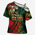 Aotearoa One Love Cross Shoulder Shirt Reggae Lion with Kakahu Huruhuru