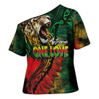 Aotearoa One Love Cross Shoulder Shirt Reggae Lion with Kakahu Huruhuru