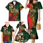 Aotearoa One Love Family Matching Mermaid Dress and Hawaiian Shirt Reggae Lion with Kakahu Huruhuru