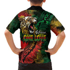 Aotearoa One Love Family Matching Off The Shoulder Long Sleeve Dress and Hawaiian Shirt Reggae Lion with Kakahu Huruhuru