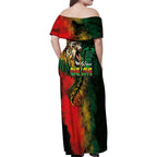 Aotearoa One Love Family Matching Off Shoulder Maxi Dress and Hawaiian Shirt Reggae Lion with Kakahu Huruhuru