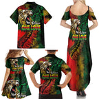 Aotearoa One Love Family Matching Summer Maxi Dress and Hawaiian Shirt Reggae Lion with Kakahu Huruhuru