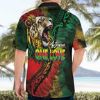 Aotearoa One Love Hawaiian Shirt Reggae Lion with Kakahu Huruhuru