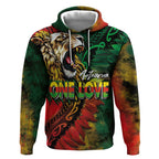 Aotearoa One Love Hoodie Reggae Lion with Kakahu Huruhuru