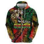 Aotearoa One Love Hoodie Reggae Lion with Kakahu Huruhuru