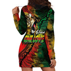 Aotearoa One Love Hoodie Dress Reggae Lion with Kakahu Huruhuru