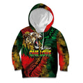Aotearoa One Love Kid Hoodie Reggae Lion with Kakahu Huruhuru