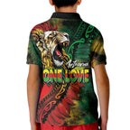 Aotearoa One Love Kid Polo Shirt Reggae Lion with Kakahu Huruhuru