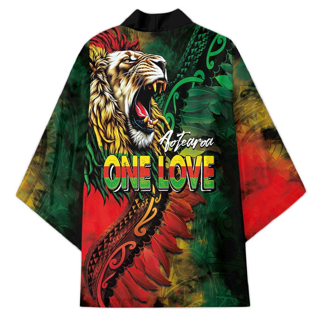 Aotearoa One Love Kimono Reggae Lion with Kakahu Huruhuru