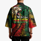 Aotearoa One Love Kimono Reggae Lion with Kakahu Huruhuru