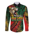 Aotearoa One Love Long Sleeve Button Shirt Reggae Lion with Kakahu Huruhuru