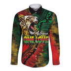 Aotearoa One Love Long Sleeve Button Shirt Reggae Lion with Kakahu Huruhuru