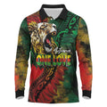 Aotearoa One Love Long Sleeve Polo Shirt Reggae Lion with Kakahu Huruhuru