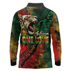Aotearoa One Love Long Sleeve Polo Shirt Reggae Lion with Kakahu Huruhuru