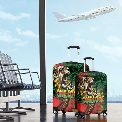 Aotearoa One Love Luggage Cover Reggae Lion with Kakahu Huruhuru