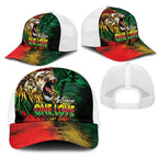 Aotearoa One Love Mesh Trucker Cap Reggae Lion with Kakahu Huruhuru