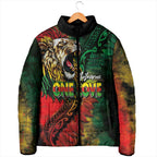 Aotearoa One Love Padded Jacket Reggae Lion with Kakahu Huruhuru