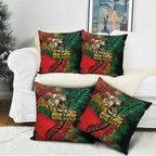 Aotearoa One Love Pillow Cover Reggae Lion with Kakahu Huruhuru