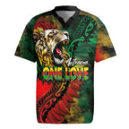 Aotearoa One Love Rugby Jersey Reggae Lion with Kakahu Huruhuru