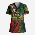 Aotearoa One Love Scrub Top Reggae Lion with Kakahu Huruhuru