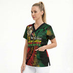 Aotearoa One Love Scrub Top Reggae Lion with Kakahu Huruhuru