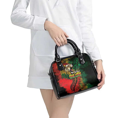 Aotearoa One Love Shoulder Handbag Reggae Lion with Kakahu Huruhuru