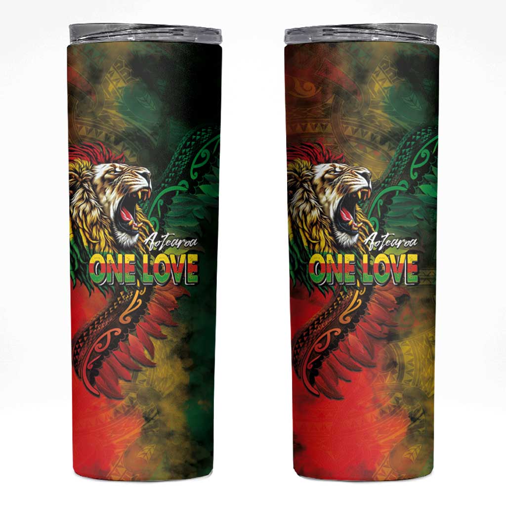Aotearoa One Love Skinny Tumbler Reggae Lion with Kakahu Huruhuru