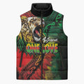 Aotearoa One Love Sleeveless Puffer Jacket Reggae Lion with Kakahu Huruhuru