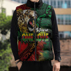 Aotearoa One Love Sleeveless Puffer Jacket Reggae Lion with Kakahu Huruhuru