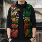 Aotearoa One Love Sleeveless Puffer Jacket Reggae Lion with Kakahu Huruhuru