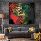 Aotearoa One Love Tapestry Reggae Lion with Kakahu Huruhuru