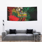 Aotearoa One Love Tapestry Reggae Lion with Kakahu Huruhuru
