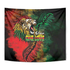 Aotearoa One Love Tapestry Reggae Lion with Kakahu Huruhuru