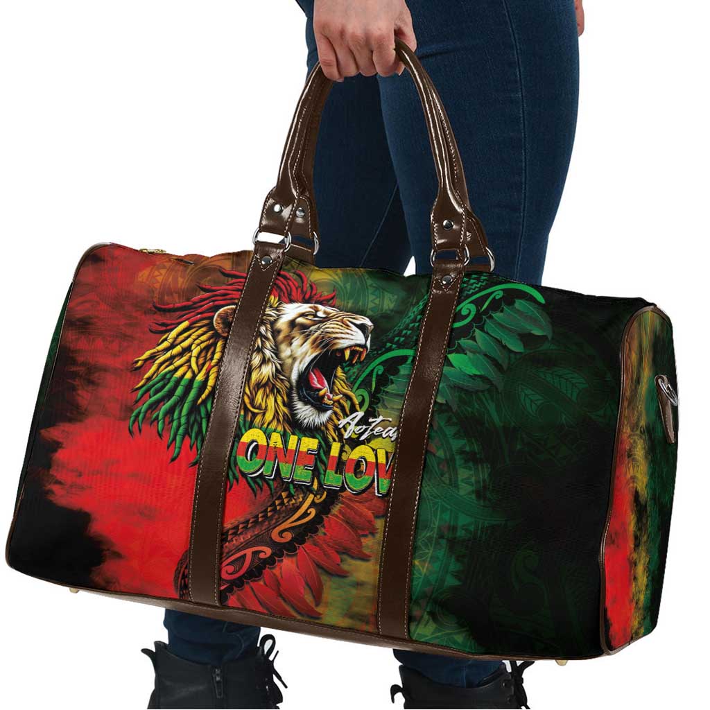 Aotearoa One Love Travel Bag Reggae Lion with Kakahu Huruhuru