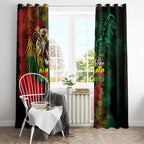 Aotearoa One Love Window Curtain Reggae Lion with Kakahu Huruhuru